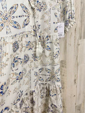 Sonoma Goods For Life Floral Cotton Blend Tiered Tassel Mini Dress M NWT thumbnail 3