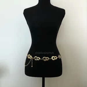 Y2K Geometric Gold Interlocking Loop Chain Belt, Fits 24.5–45 Inches, X7GA1163 thumbnail 4