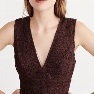 Abercrombie‎ & Fitch Burgundy Crochet Sleeveless V-Neck Spring Dress Size 2 thumbnail 4