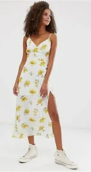 Abercrombie &‎ Fitch NWT White Yellow Romantic Floral Maxi Slip Dress thumbnail 1