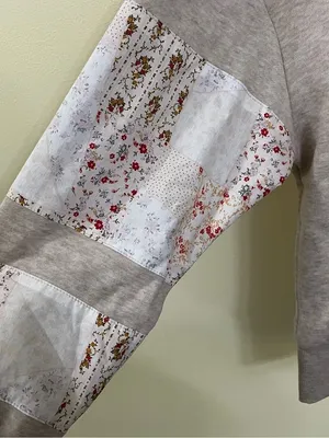NEW Altar’d State AS Revival Oatmeal Patchwork Floral Pullover Hoodie Size XS thumbnail 4
