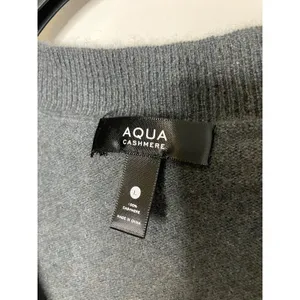 Aqua cashmere dark gray v-neck cardigan sweater long sleeve women's size large‎ thumbnail 5