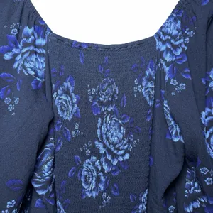 Old Navy Floral Babydoll Blouse XL Square Neck Blue Long Sleeve Cottagecore thumbnail 6