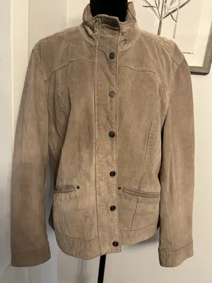 Coldwater Creek Suede Leather Jacket Snap/Zip Front Tan Vintage Women’s XL(18) thumbnail 1