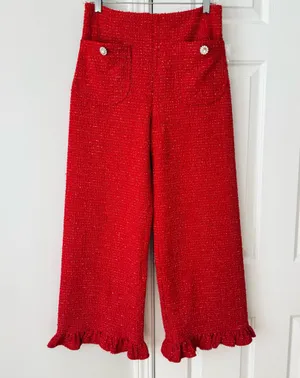 Anthropologie Maeve The Colette Crop Wide-Leg Pants: Tweed Edition, Size 27 thumbnail 7