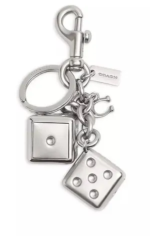 Coach 3D Solid Metal Dice Cluster Bag Charm Keychain Key Fob Silver CZ128 thumbnail 1