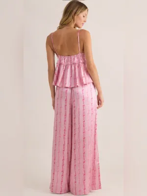 Rareraw Cottagecore Coquette Pink Satin Pajama Set Size Medium thumbnail 2