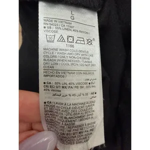 Old Navy Taylor Wide‎ Leg Linen Pants Women L Black High Rise Elastic Waist thumbnail 5