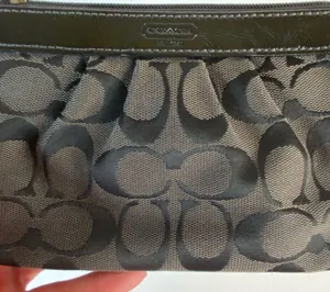 Coach Black Signature Canvas Wristlet thumbnail 4