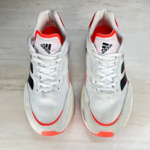 Adidas Adizero Boston 10 Womens 9 Running Shoes White Solar Red FY4080 Sneaker thumbnail 3