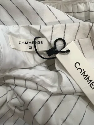 Commense Cotton Blend Striped Ruched Maxi Dress White XS NWT Pockets thumbnail 6