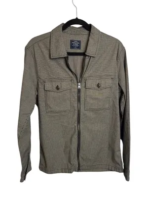 Abercrombie & Fitch full zip lightweight unisex jacket Small grey black retro thumbnail 1