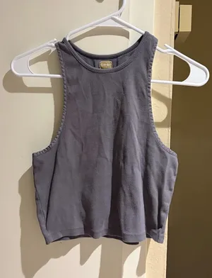Free people Gray Ribbed Cropped Tank Top thumbnail 1