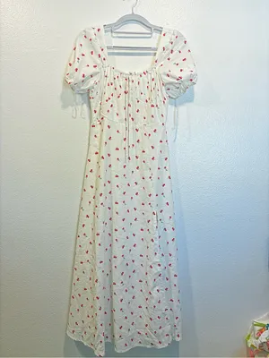 Petal & Pup Dress with Cherry Print and Puff Sleeves thumbnail 3