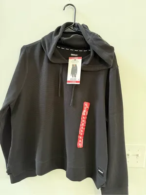 DKNY Black Women's Pullover Hooded Sweatshirt thumbnail 1