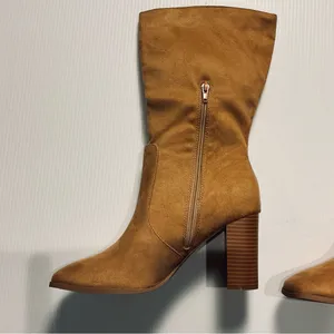 Tan Faux Suede Women's Boots Size 8 1/2 thumbnail 3