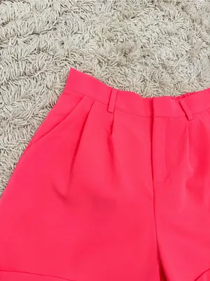 High-Rise Neon Pink Tailored Bermuda Shorts thumbnail 5