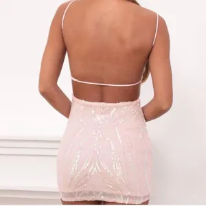 Lucy in the Sky Pale Pink Iridescent Sequin Mini Dress Medium thumbnail 2
