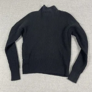Open Edit‎ Sweater Womens XXS Black Mock Neck Ribbed Chunky-Knit Pullover thumbnail 8