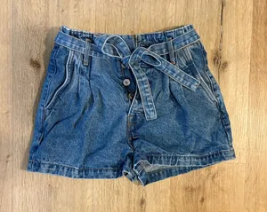 Abercrombie and Fitch Paperbag Tie Denim Jean Shorts thumbnail 1