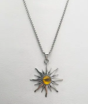 Sun Eyes Pendant Necklace for Men Women Streetwear Punk Hip Hop Unisex Style thumbnail 2