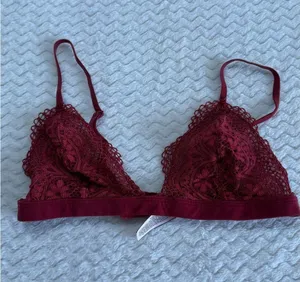 Victoria's Secret Burgundy Floral Lace Triangle Bralette Unlined Small S/P thumbnail 1
