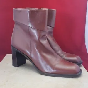 Enzo Angiolini Brown Ankle Boots High Heel Chunky Heel - Size 7 M thumbnail 1