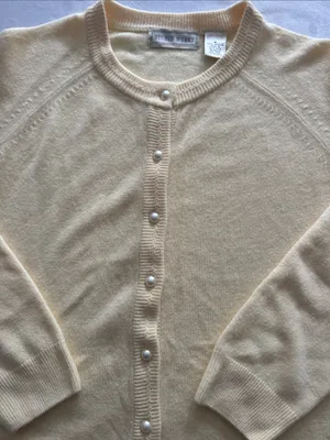 Studio Works Vintage Butter Yellow Cardigan with Faux Pearl Buttons thumbnail 4