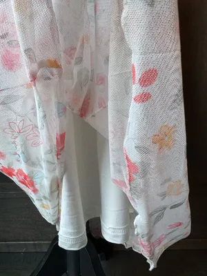 White Floral Maxi Skirt with Pink & Coral Blooms NWT XL thumbnail 3