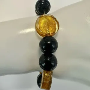 Black and yellow stretchy beaded bracelet thumbnail 6