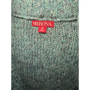 Merona Womens Teal Marled Knit Button Front Shawl Collar Cardigan Sweater Size M thumbnail 2