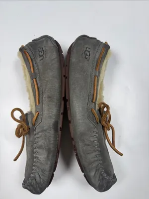 Ugg Women’s Dakota Fur-Lined Moccasin Slip-on Slippers in Gray S-580 Sz 8 thumbnail 3