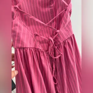 Pistola Sadee Open Back Midi Dress Magenta Pink Stripe Cotton Summer Sundress L thumbnail 16