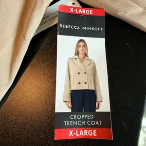 NEW Rebecca Minkoff XL Cropped Trench Coat Khaki Beige Double Breasted NWT thumbnail 4