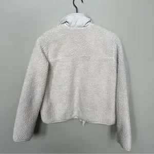 Hollister Cream Sherpa Bomber Jacket Full Zip with Snaps Size XS Off White thumbnail 4