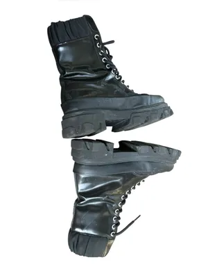 Ganni Brush Off & Nylon Combat Boots in Black 38 thumbnail 6