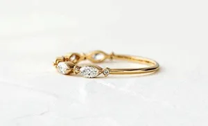 Sterling Silver Gold Plated  Diamond Dainty Ring thumbnail 5