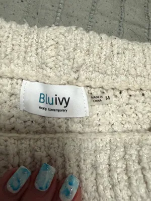 Bluivy Ivory Crochet Knit Sweater Shorts Set Boho Beach Resort Cover Up Lounge M thumbnail 4