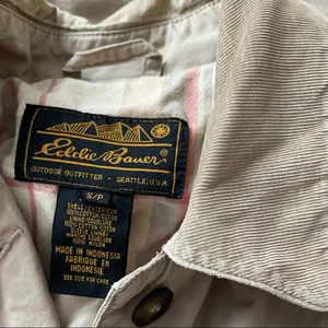Eddie Bauer Women’s Oversized Beige Flannel Lined Field Jacket Size Small thumbnail 3