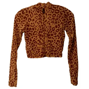 Motel Rocks Leopard Print Mesh Crop Top Long Sleeve Going Out Brown Tan Size XS thumbnail 2