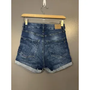 Aeropostale Mom Shorts Womens 6 Blue Denim Super High Rise Cuffed Button Fly thumbnail 2