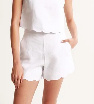 NWT Abercrombie & Fitch Linen Scallop Hem Shorts thumbnail 1