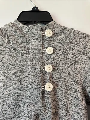 Columbia Gray Marled Button-Front Turtleneck hoodie Sweater thumbnail 4