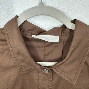 Everlane Brown Cotton Poplin Cropped Button‎ Up Shirt Contemporary Minimalist thumbnail 2