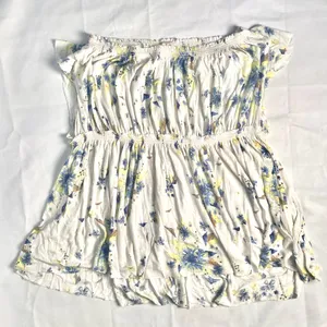 We The Free Sam Off Shoulder Floral Top size Large Ivory Yellow thumbnail 4