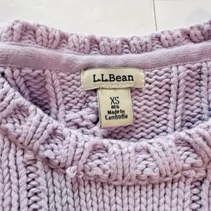 LL Bean Lilac Purple Double L Mixed Cable Crew Neck Pullover Cotton Sweater XS thumbnail 9