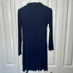 JoJo Maman Bebe Maternity Dress Women XS Navy Cowl Neck Nursing Pockets Soft thumbnail 5