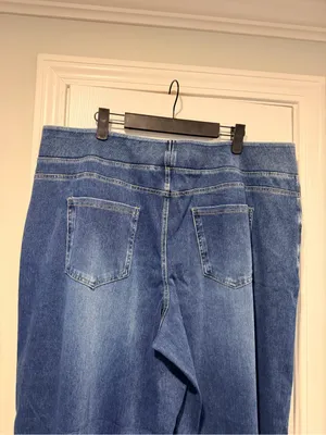 NWOT Halara Size 2X Pull On Wide Leg Jeans Blue Stretch Denim High Rise Regular thumbnail 4