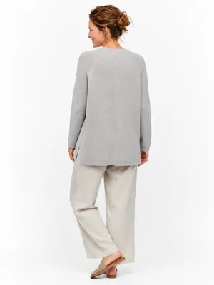 Eileen Fisher M Organic Cotton Cashmere Waffle Knit Tunic Lagenlook Gray thumbnail 5