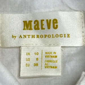 Maeve Anthropologie White Pineapple Embroidered Button Down Shirt Size 6 thumbnail 2